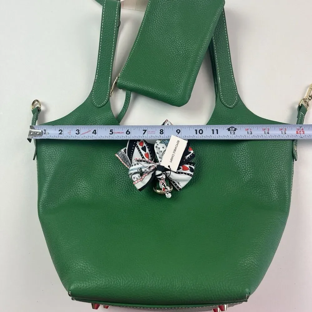 NWT La Via Firenze Green Leather Hobo Bag Made in Italy Shopper Tote Heritage